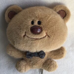 Unbranded Cute Plush Brown Big Head Teddy Bear Stuffed Animal Toy w Bow Tie